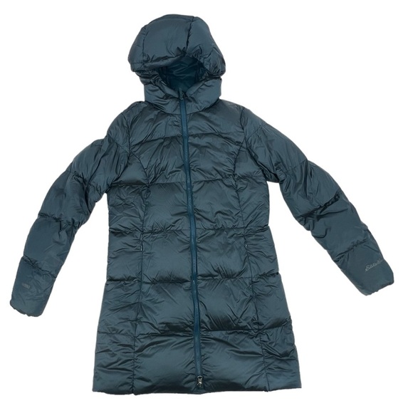Eddie Bauer Peacock Blue Luna Peak Down Hooded Parka Coat Size Small Women's - Picture 1 of 6